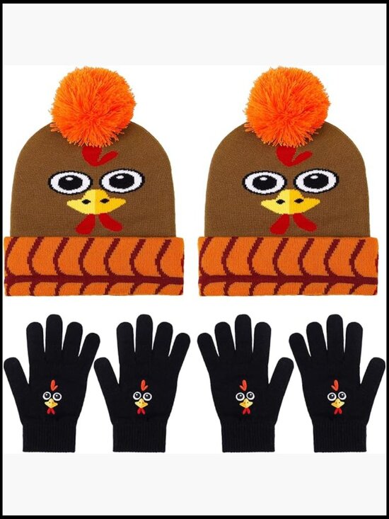 Turkey Beanie Hat and Gloves Set for Thanksgiving Trot Runners main image 6